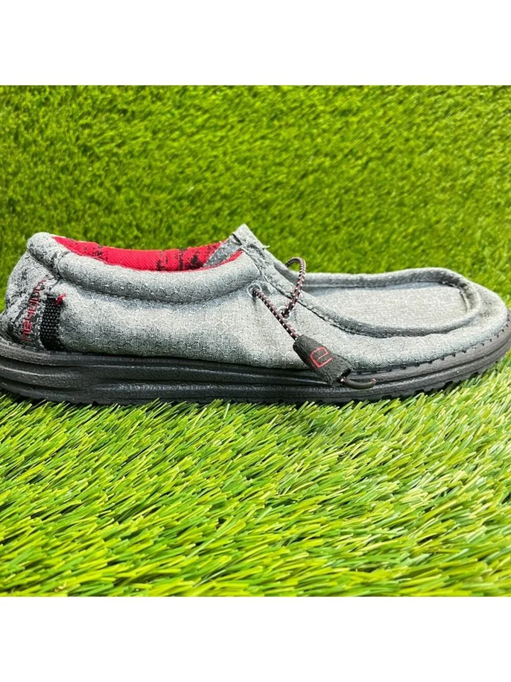 Hey Dude Wally Eco Ascend Ripstop Mens Size 10 Gray Black Casual Slip On Shoes